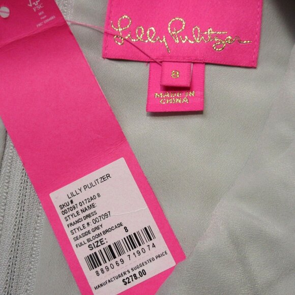 NWT Lilly Pulitzer Franci in Seaside Grey Metallic Full Bloom Brocade Dress 8 - Picture 5 of 7